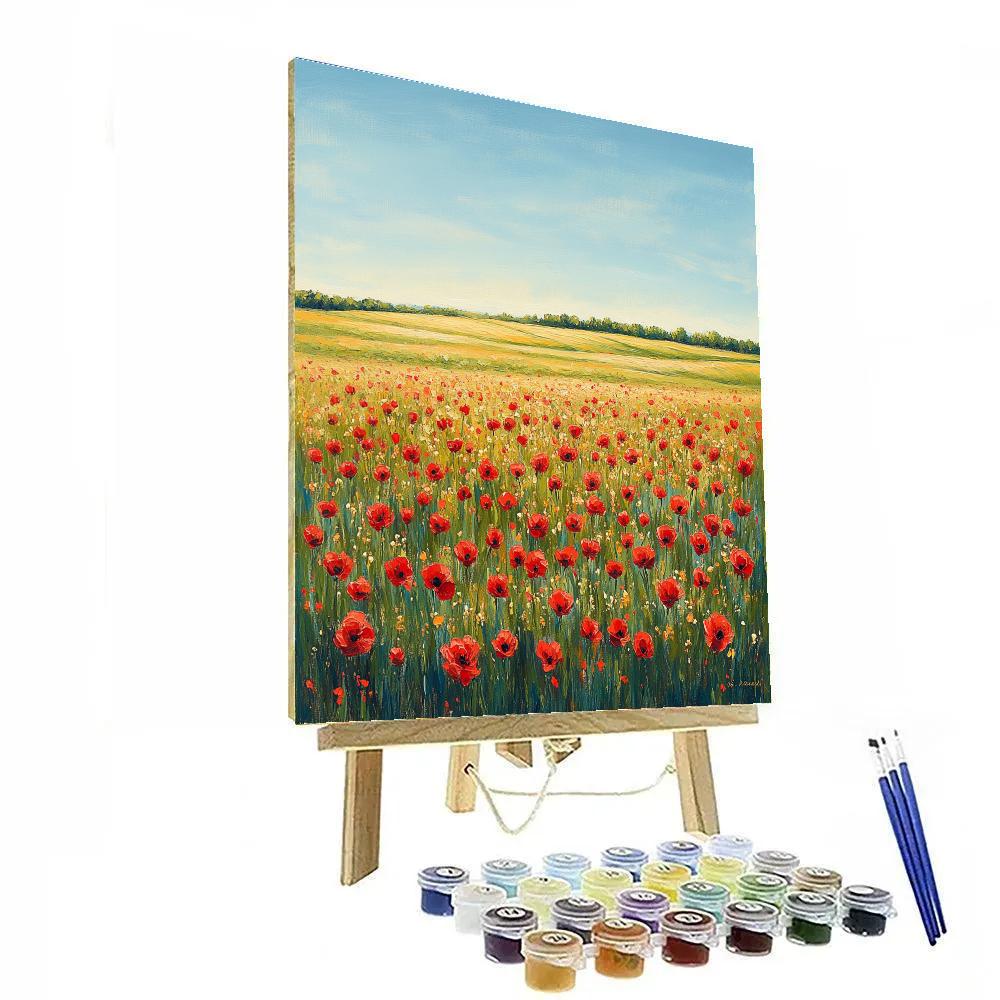 Claude Monet Inspired Sunlit Poppies In Field Painting by numbers kit