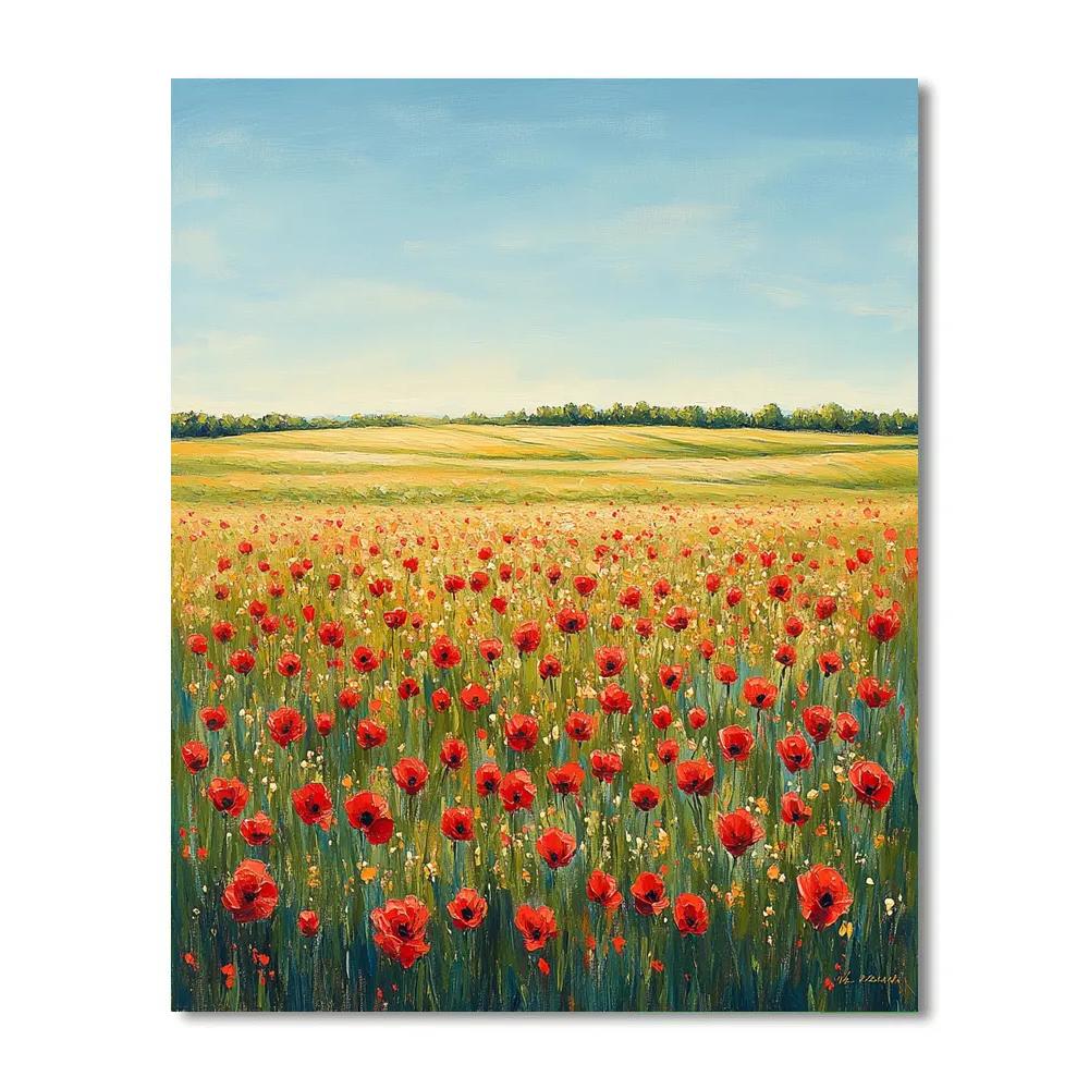 Claude Monet Inspired Sunlit Poppies In Field Painting by numbers kit