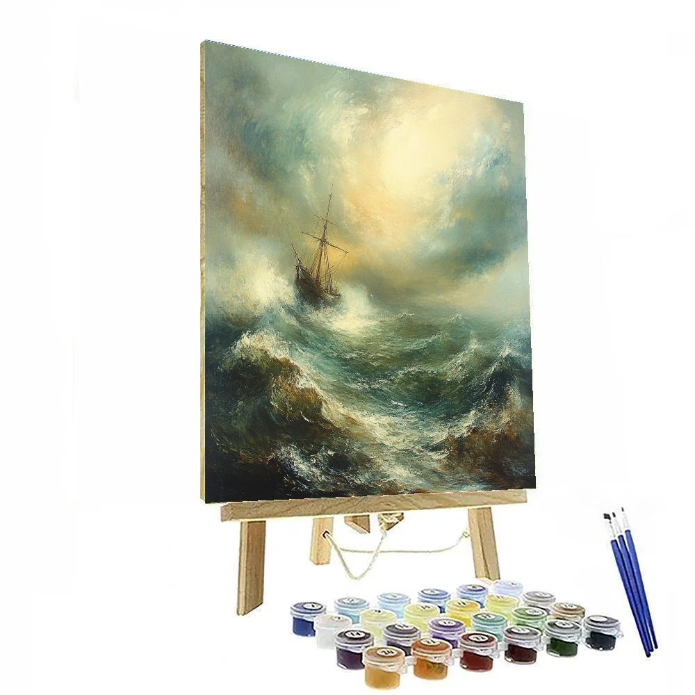 William Turner Inspired Stormy Sea Shipwreck paint by numbers