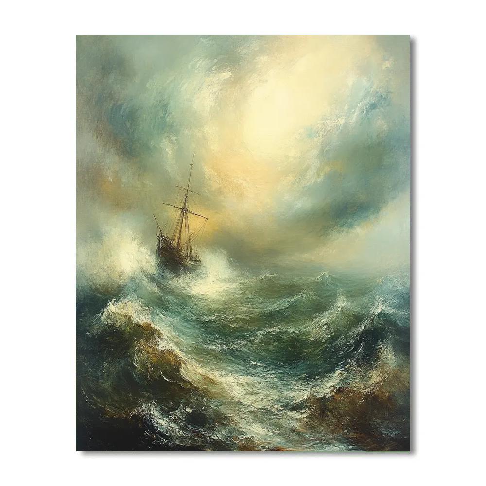 William Turner Inspired Stormy Sea Shipwreck paint by numbers