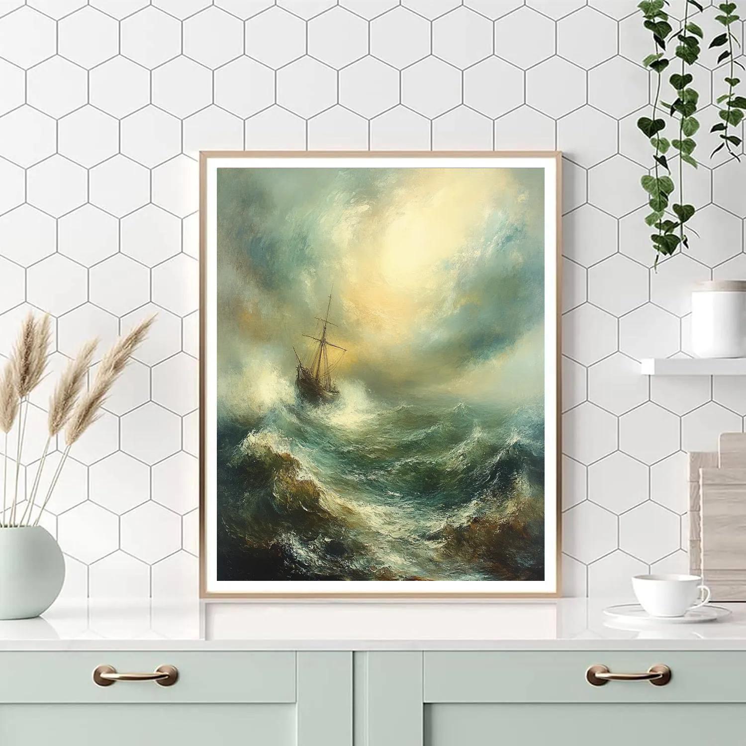 William Turner Inspired Stormy Sea Shipwreck paint by numbers