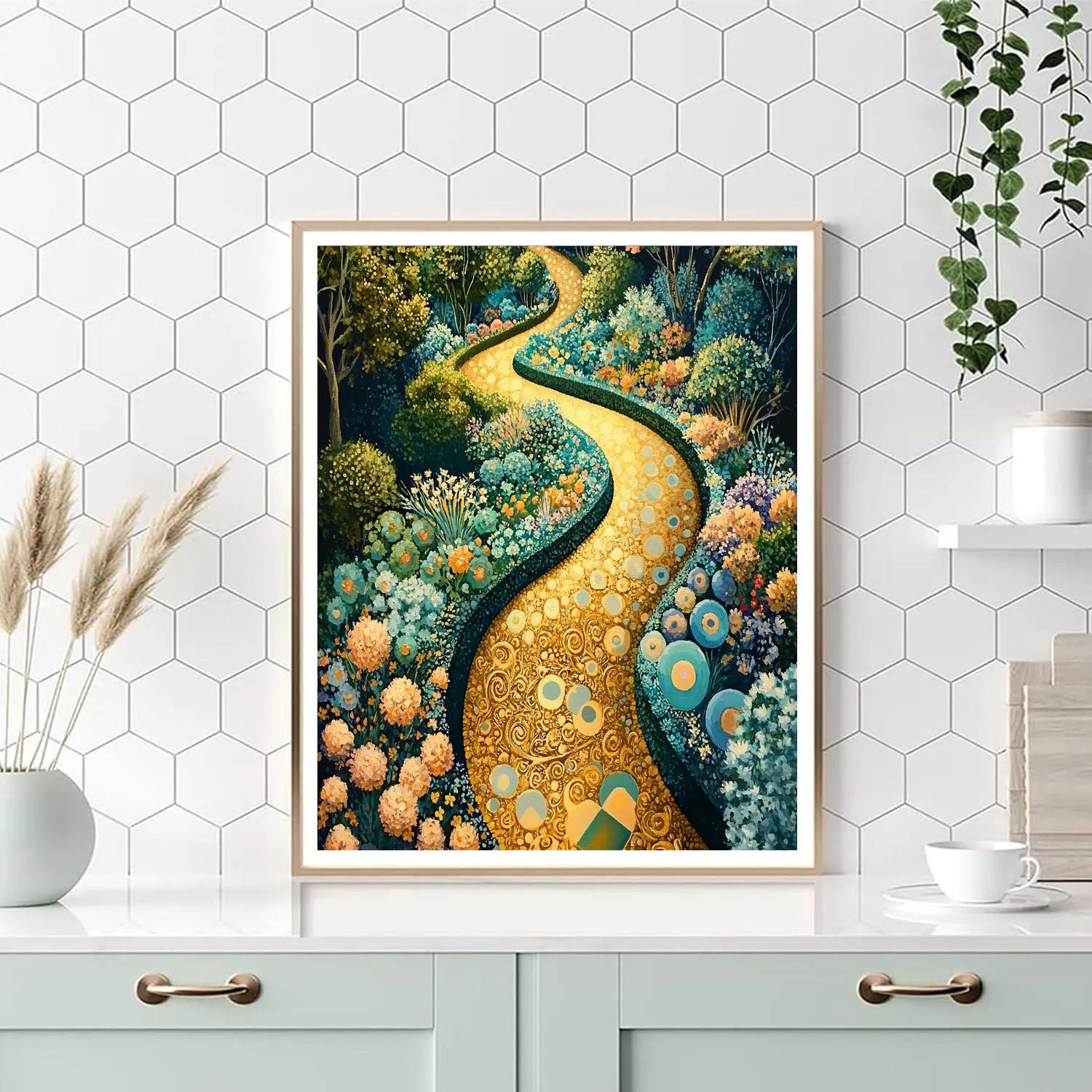 Gustav Klimt Inspired Golden Spiral Garden Path DIY paint by numbers