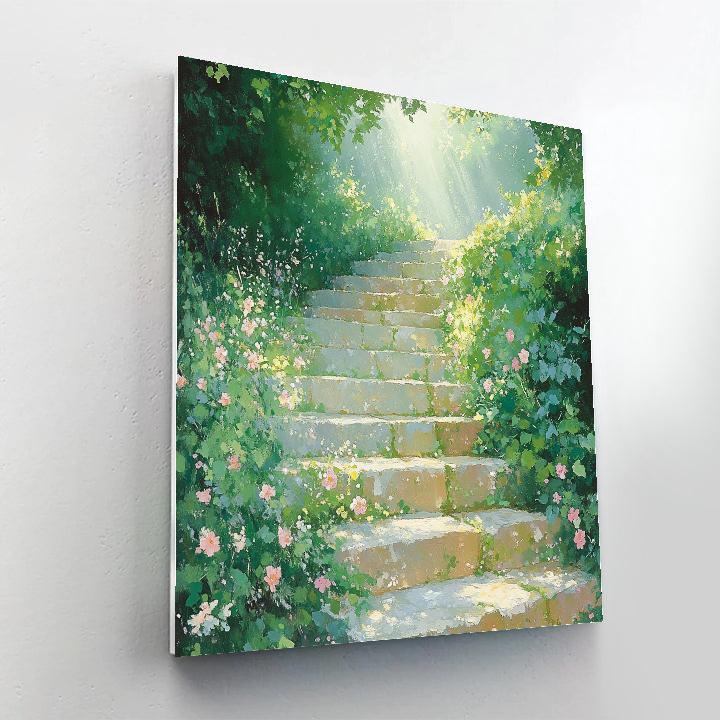 Claude Monet Inspired Dewy Morning On Garden Steps Number painting