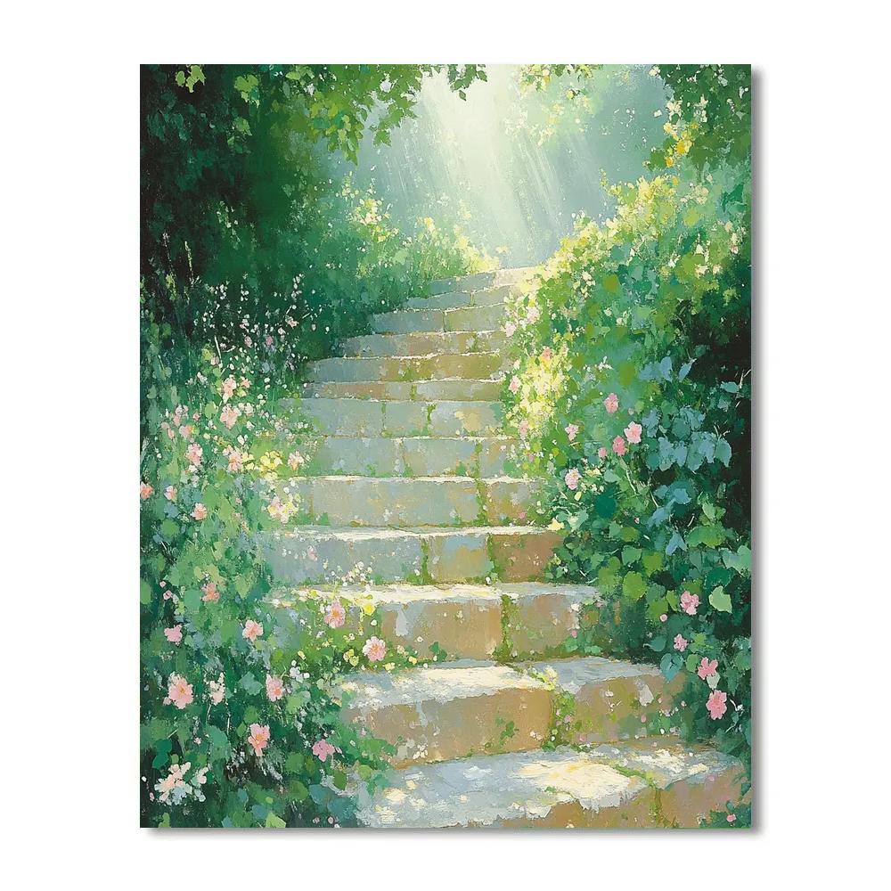 Claude Monet Inspired Dewy Morning On Garden Steps Number painting