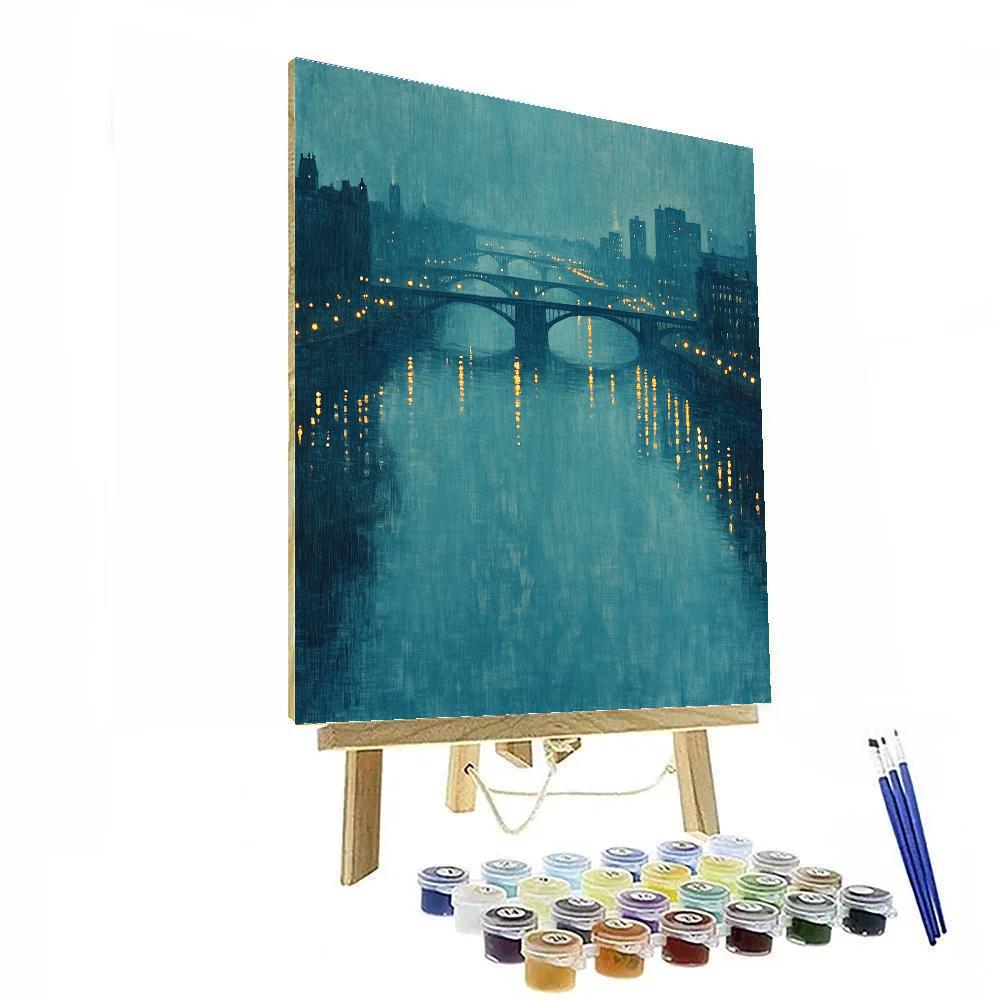 Whistler Inspired Nocturne City River paint by number