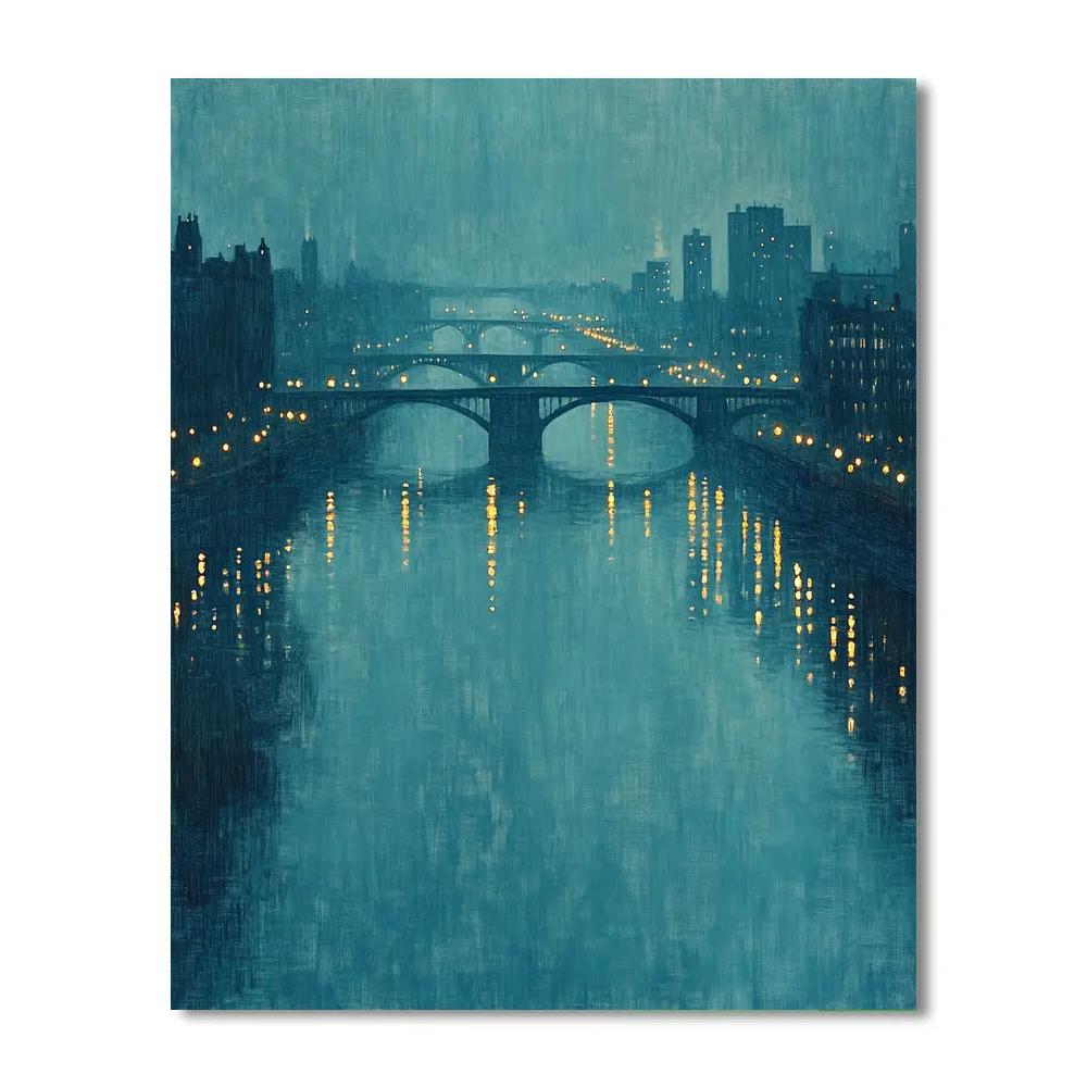 Whistler Inspired Nocturne City River paint by number