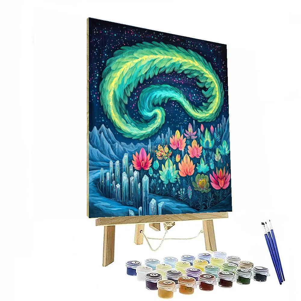 Frida Kahlo Inspired Quetzalcoatl Aurora Garden Number painting