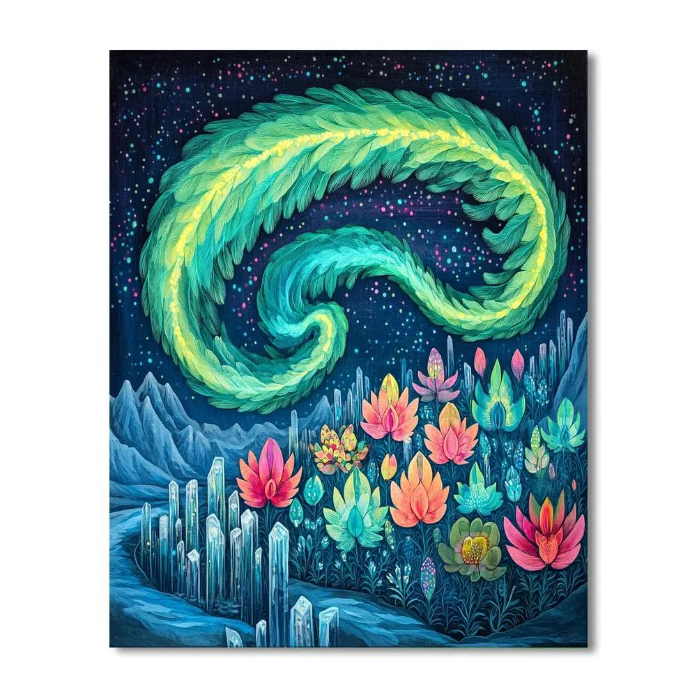 Frida Kahlo Inspired Quetzalcoatl Aurora Garden Number painting