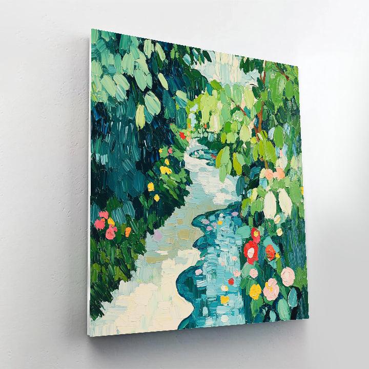 Claude Monet Inspired Rain Washed Garden Corner paint by color