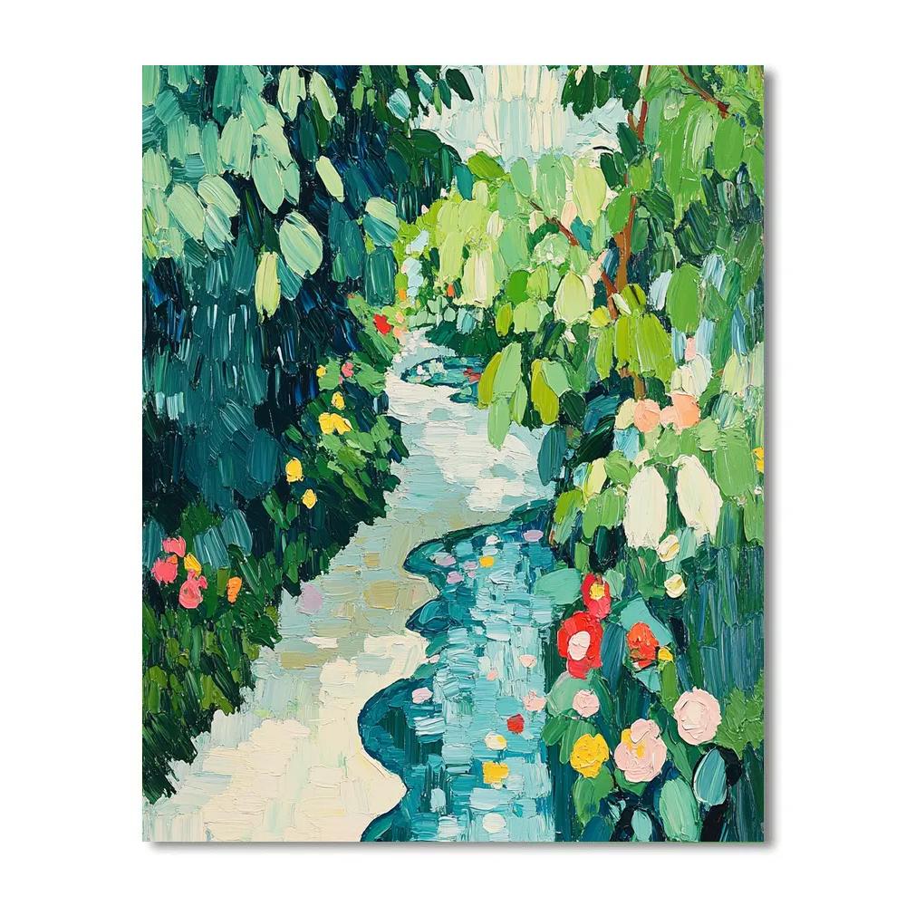 Claude Monet Inspired Rain Washed Garden Corner paint by color