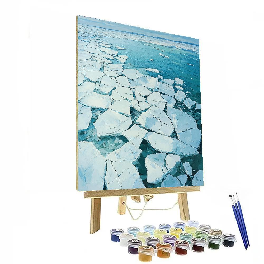 Leonardo Da Vinci Inspired Polar Ice Geometry painting number kit