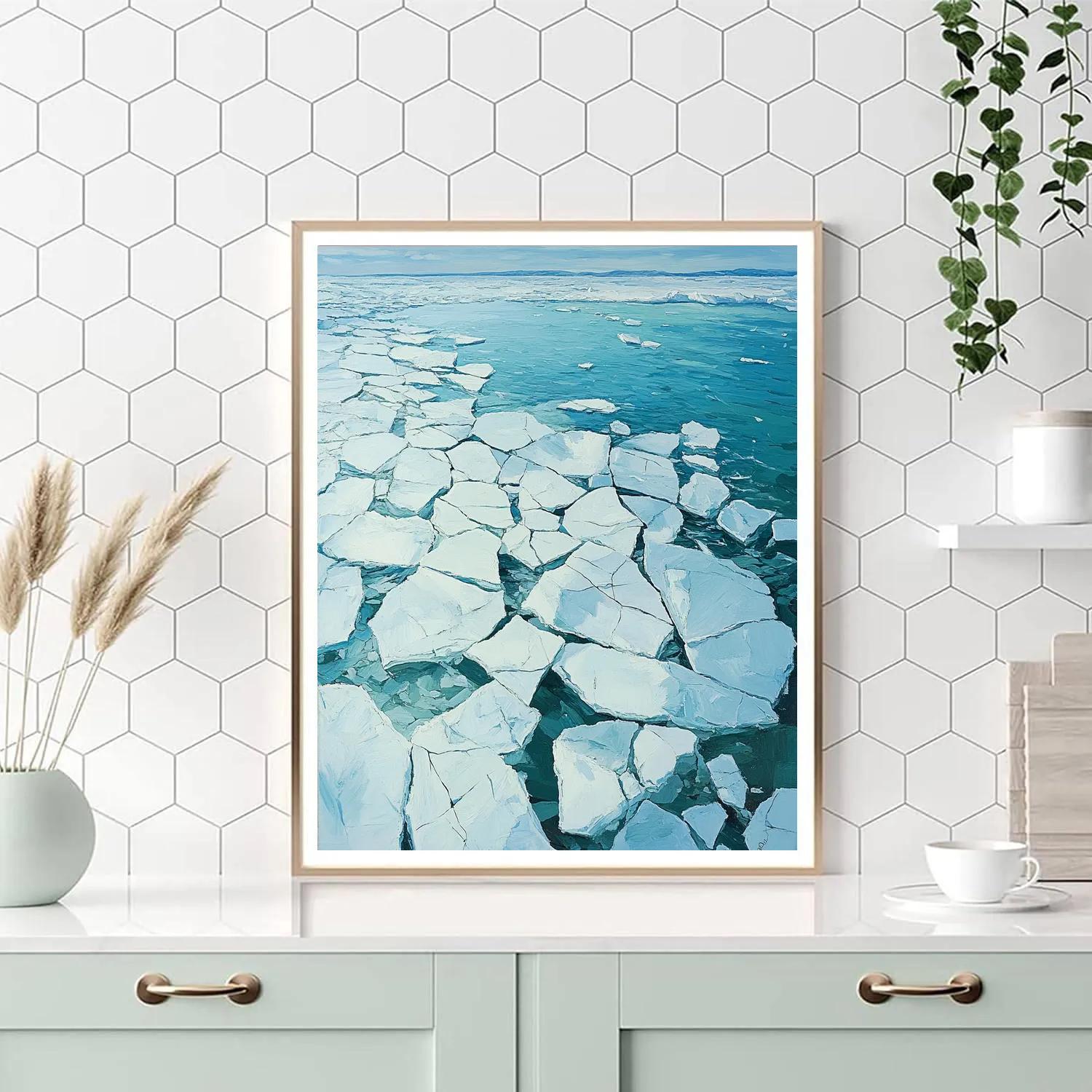 Leonardo Da Vinci Inspired Polar Ice Geometry painting number kit