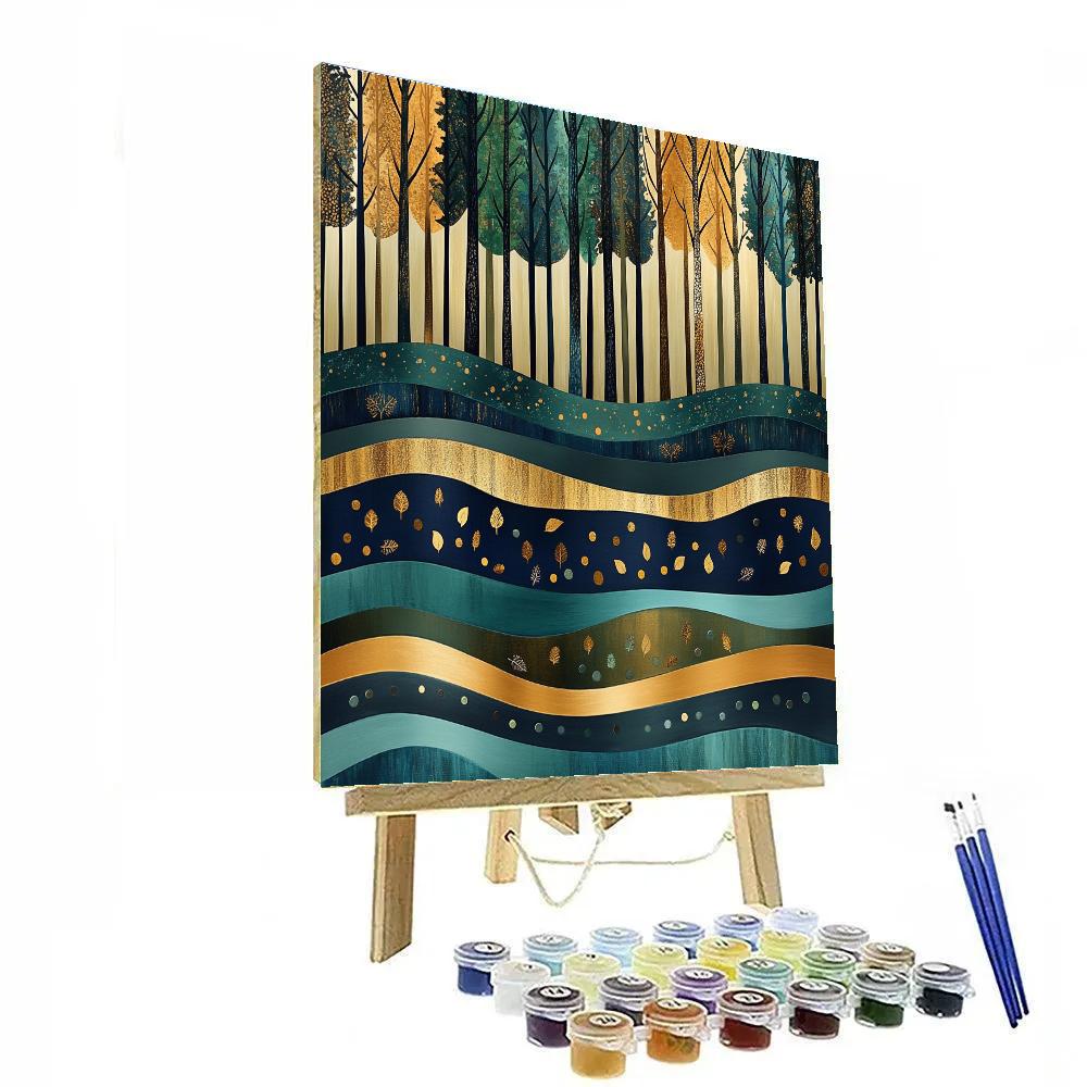 Gustav Klimt Inspired Ornamental Tidal Forest Edge Numbered painting kits