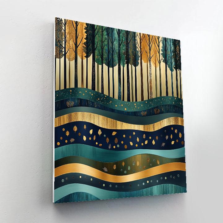 Gustav Klimt Inspired Ornamental Tidal Forest Edge Numbered painting kits