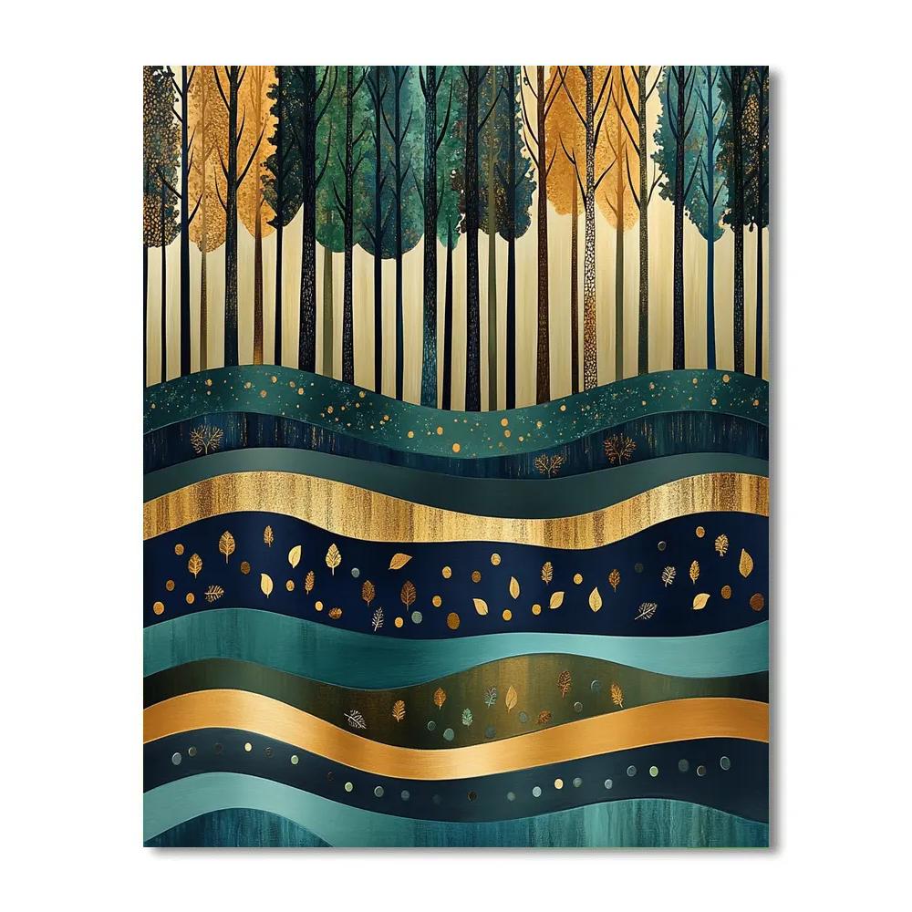 Gustav Klimt Inspired Ornamental Tidal Forest Edge Numbered painting kits