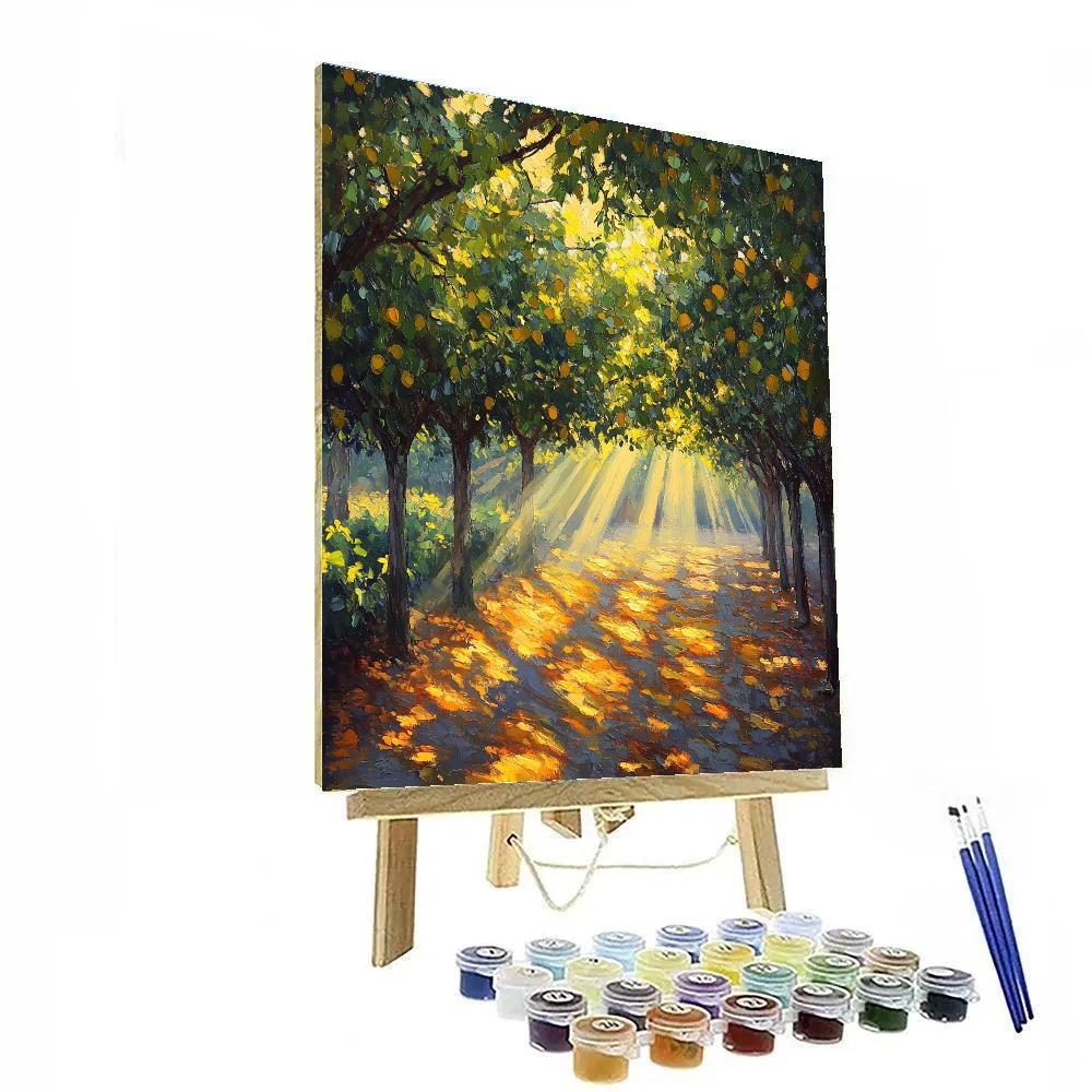 Claude Monet Inspired Sunbeams Through Orchard Trees DIY paint by numbers