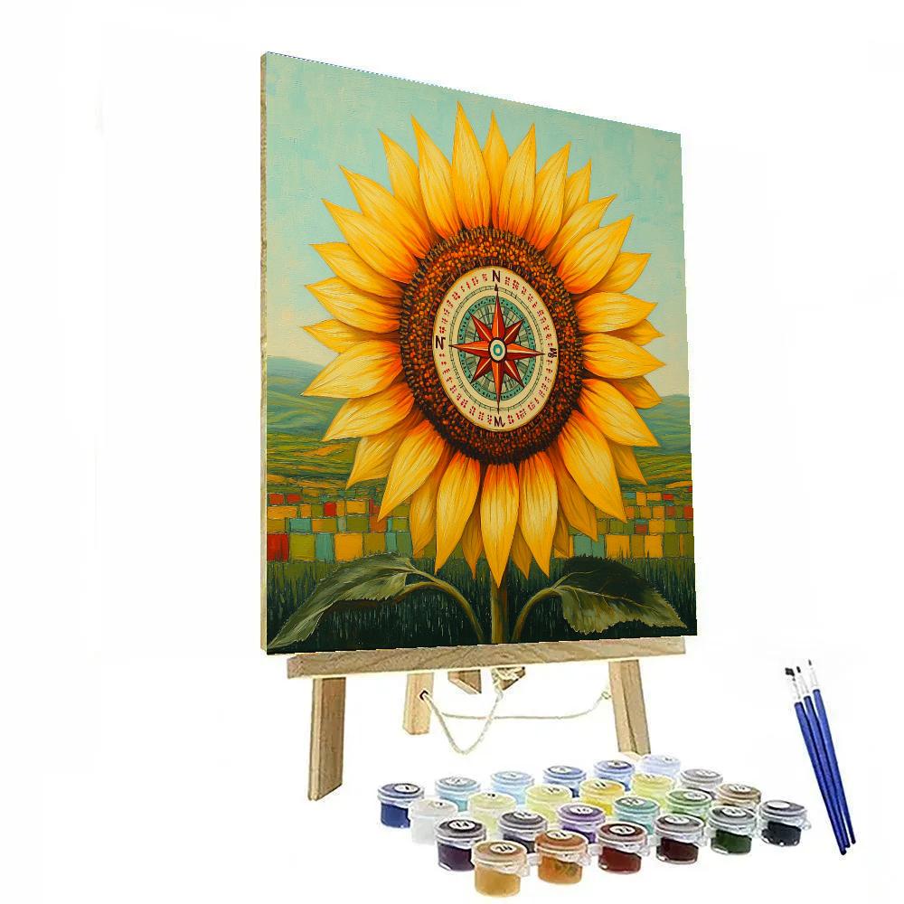 Frida Kahlo Inspired Sunflower Compass Of Self paint by color