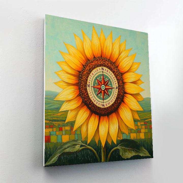 Frida Kahlo Inspired Sunflower Compass Of Self paint by color