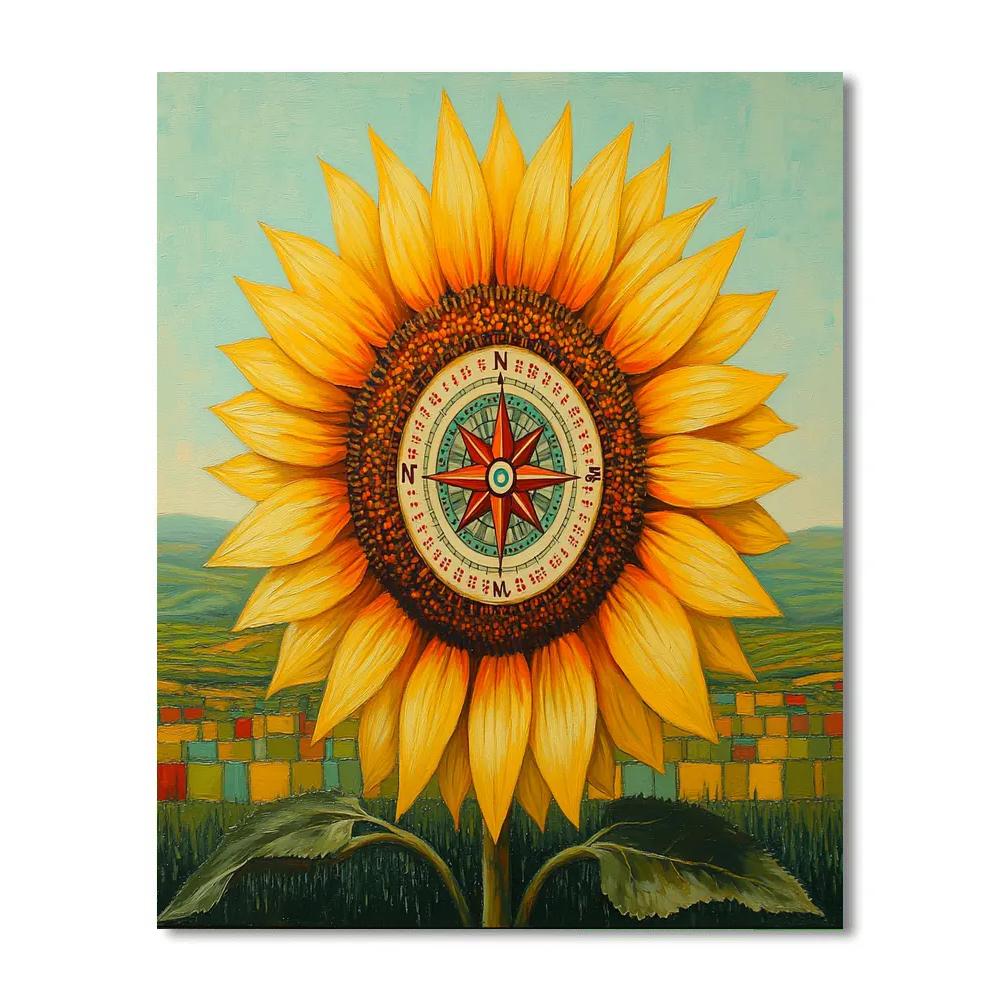 Frida Kahlo Inspired Sunflower Compass Of Self paint by color