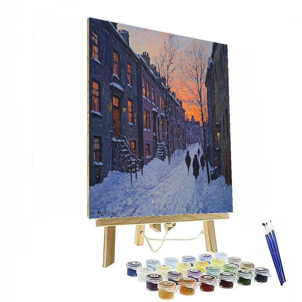 Munch Inspired Winter Evening Street Painting by numbers kit