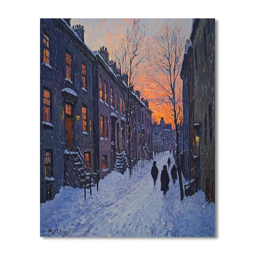 Munch Inspired Winter Evening Street Painting by numbers kit