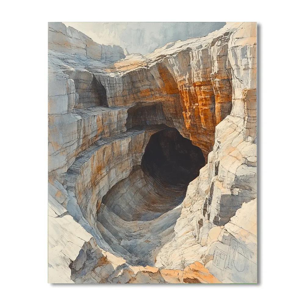 Leonardo Da Vinci Inspired Wind Carved Cliffs Numbered painting kits