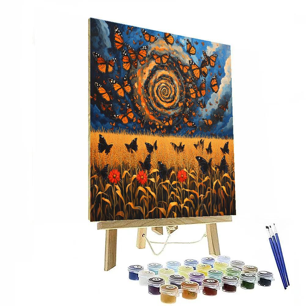 Frida Kahlo Inspired Monarch Storm Over Maize paint by numbers