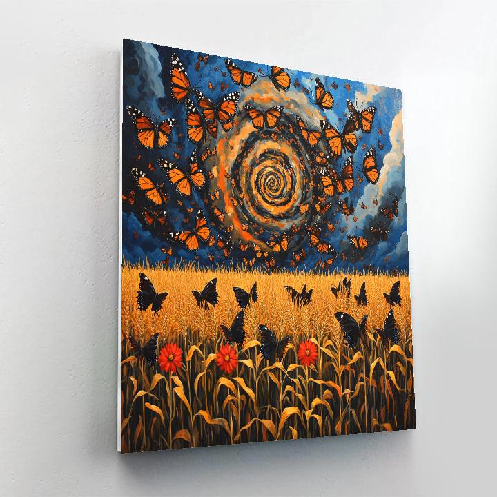 Frida Kahlo Inspired Monarch Storm Over Maize paint by numbers