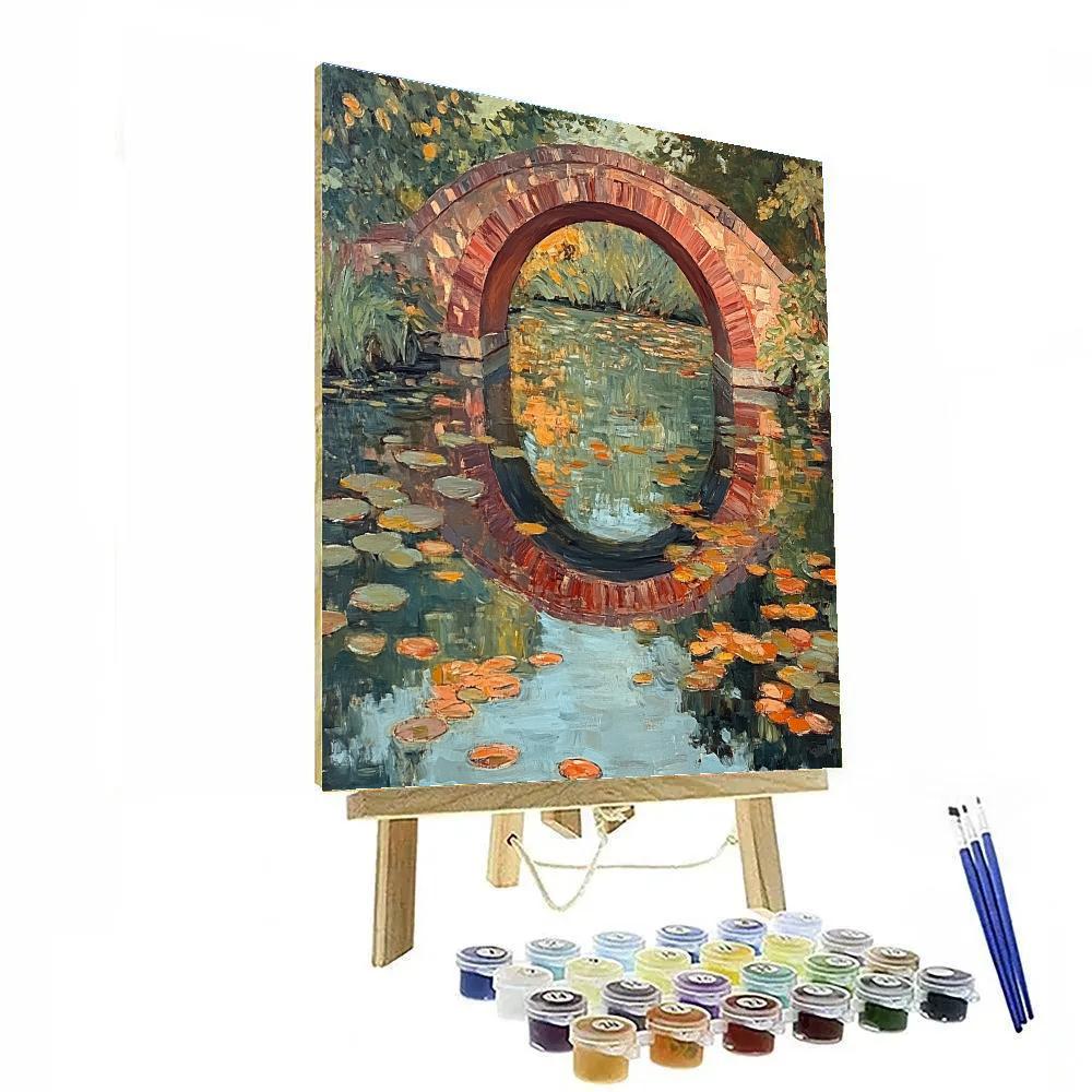 Claude Monet Inspired Reflections Of Autumn Bridge Number painting