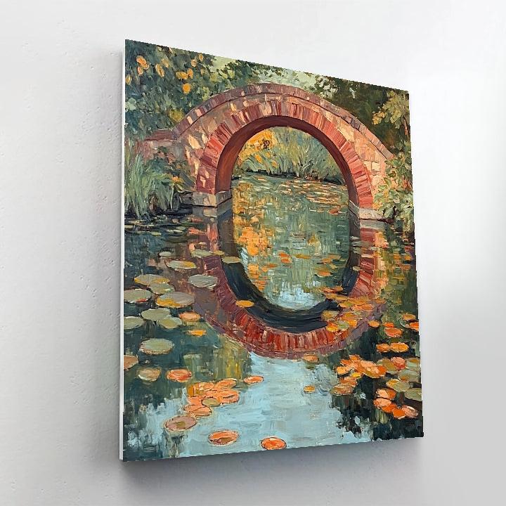 Claude Monet Inspired Reflections Of Autumn Bridge Number painting