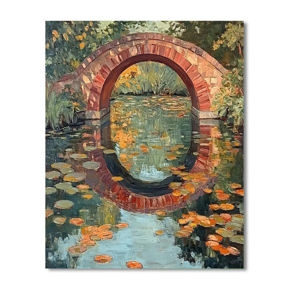 Claude Monet Inspired Reflections Of Autumn Bridge Number painting