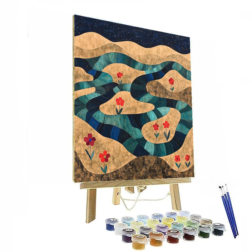 Frida Kahlo Inspired Ocean Of Braided Rivers Paint by numbers art