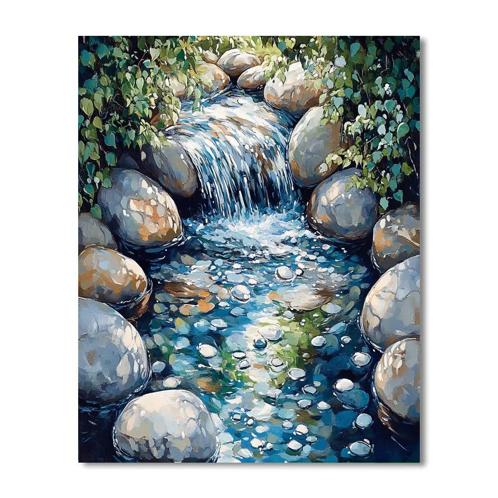 Claude Monet Inspired Spring Brook Between Stones paint by number