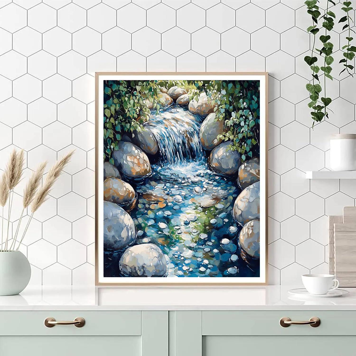 Claude Monet Inspired Spring Brook Between Stones paint by number