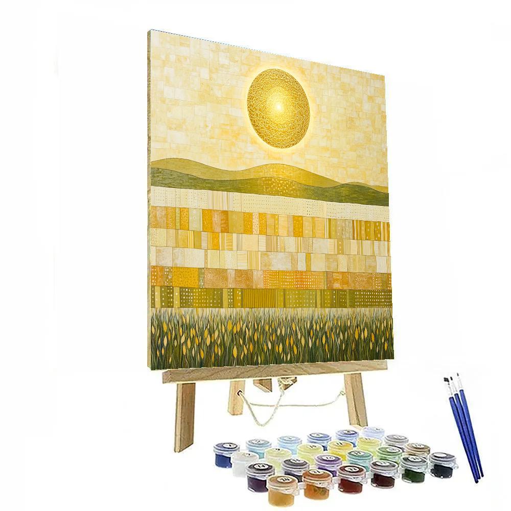 Gustav Klimt Inspired Ornamental Sunlit Field Paint by numbers art