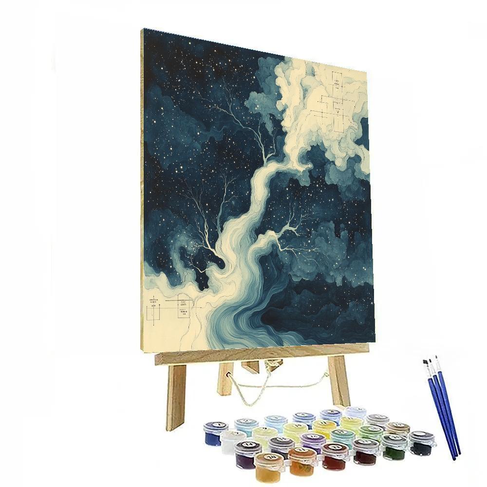 Leonardo Da Vinci Inspired Cosmic River Mouth paint by number