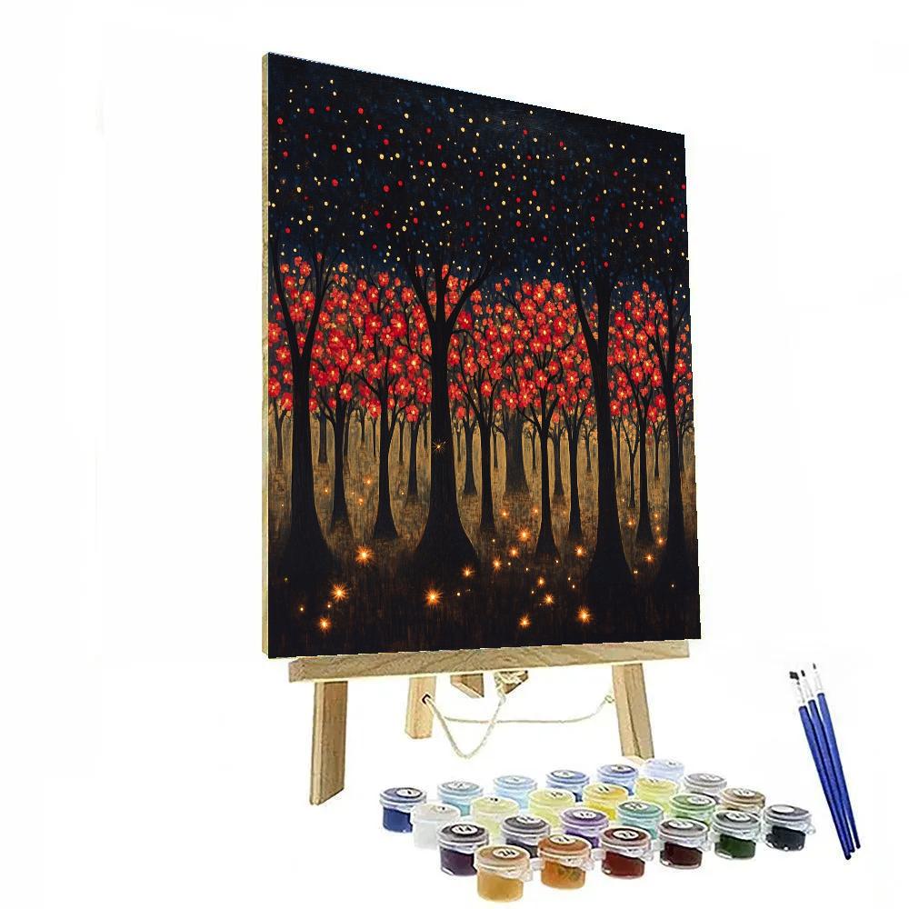 Frida Kahlo Inspired Night Orchard Of Burning Blossoms paint by number