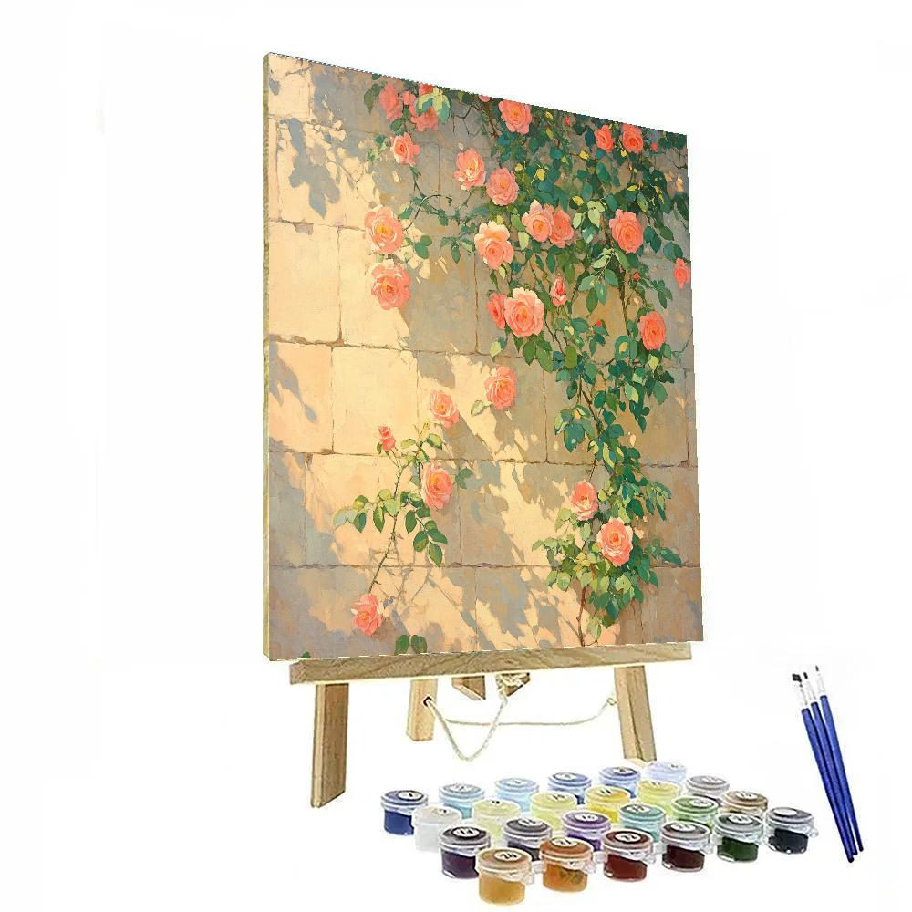 Claude Monet Inspired Garden Wall With Climbing Roses Number painting