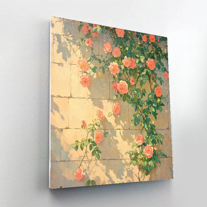 Claude Monet Inspired Garden Wall With Climbing Roses Number painting