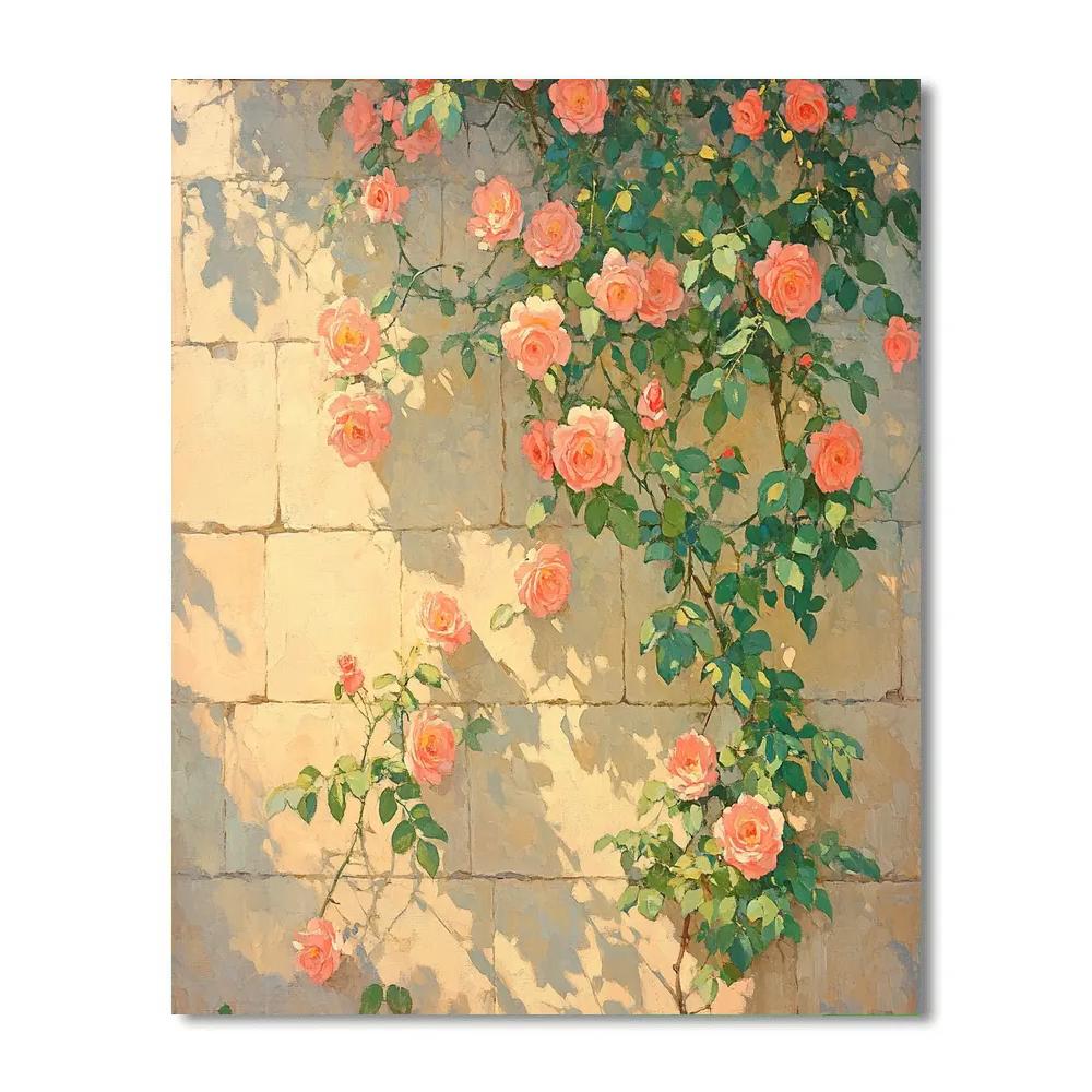 Claude Monet Inspired Garden Wall With Climbing Roses Number painting