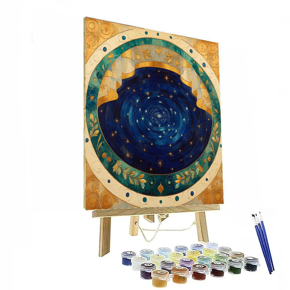 Gustav Klimt Inspired Golden Celestial Pond paint by number