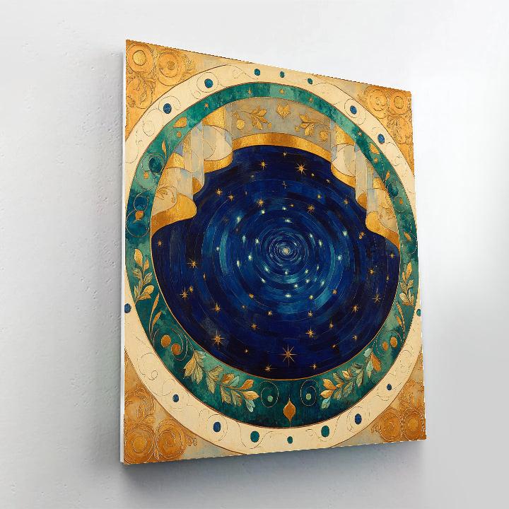Gustav Klimt Inspired Golden Celestial Pond paint by number