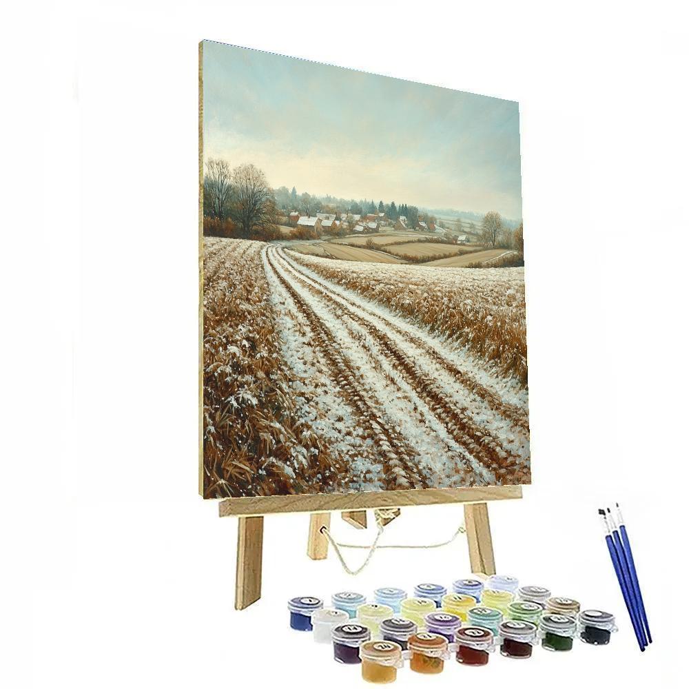 Claude Monet Inspired Early Snow On Village Fields painting number kit