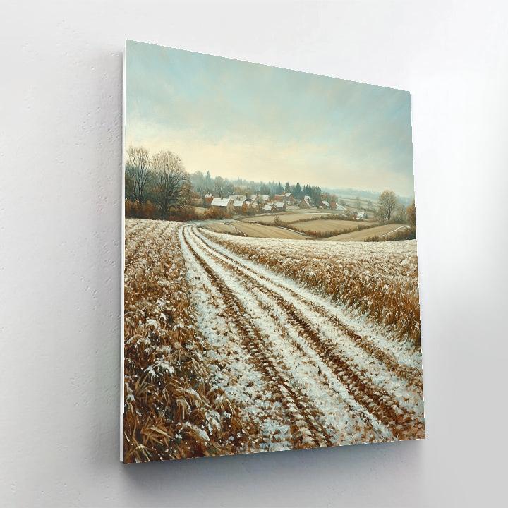 Claude Monet Inspired Early Snow On Village Fields painting number kit