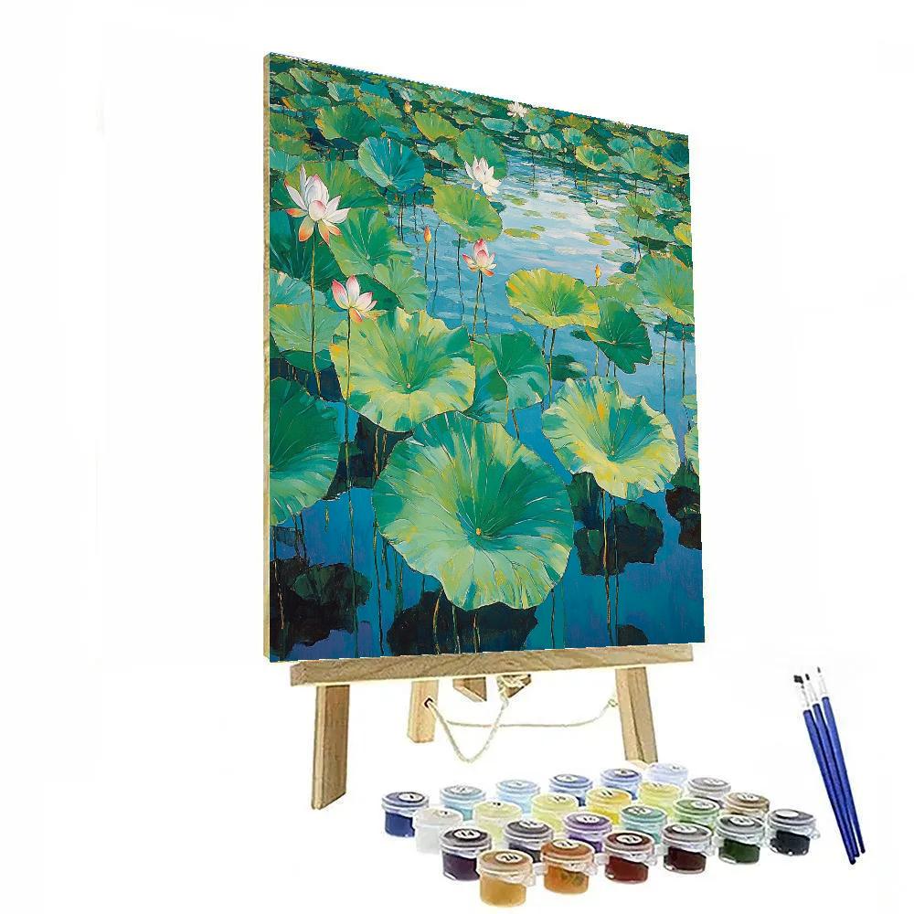 Claude Monet Inspired Summer Lotus Lagoon Paint by numbers art