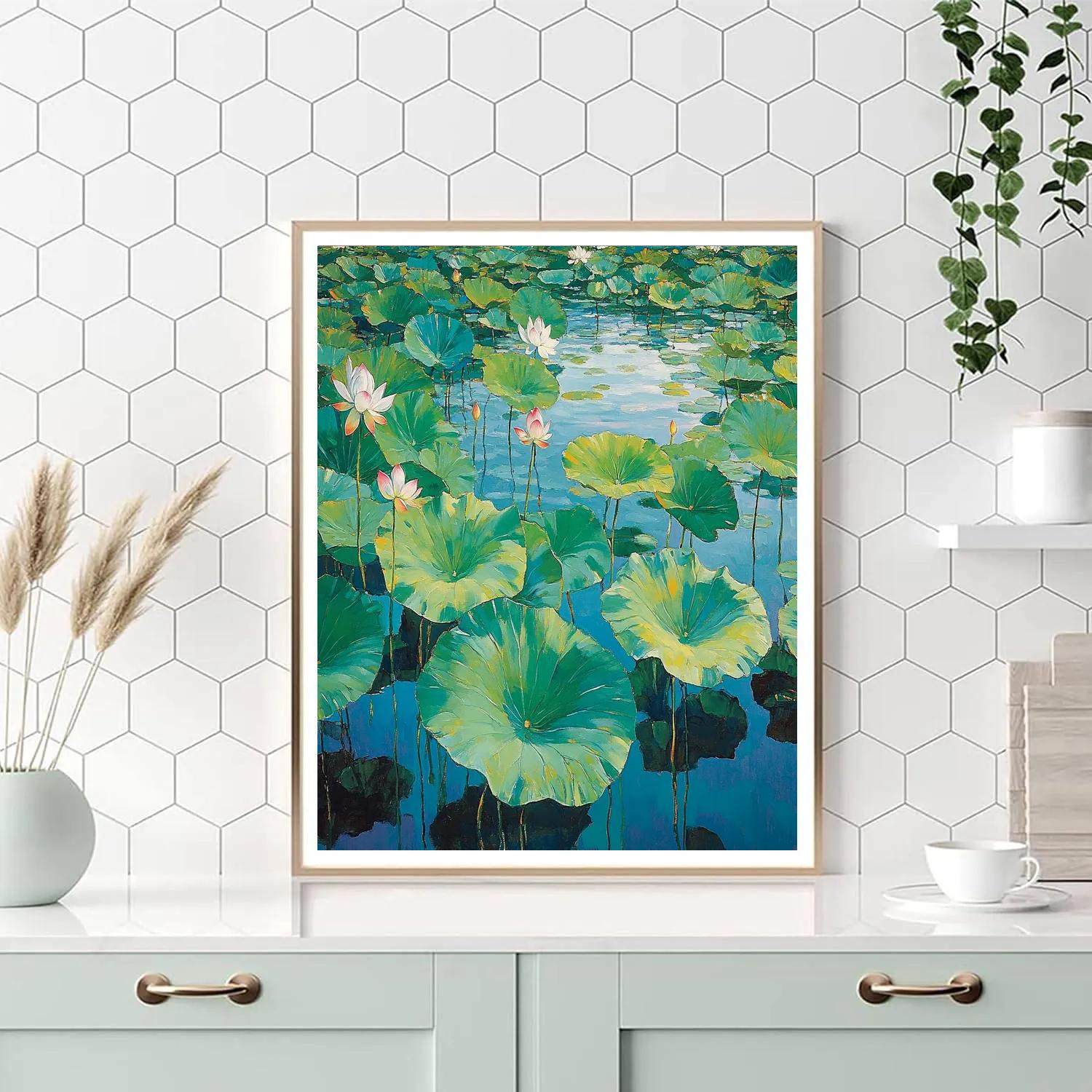 Claude Monet Inspired Summer Lotus Lagoon Paint by numbers art