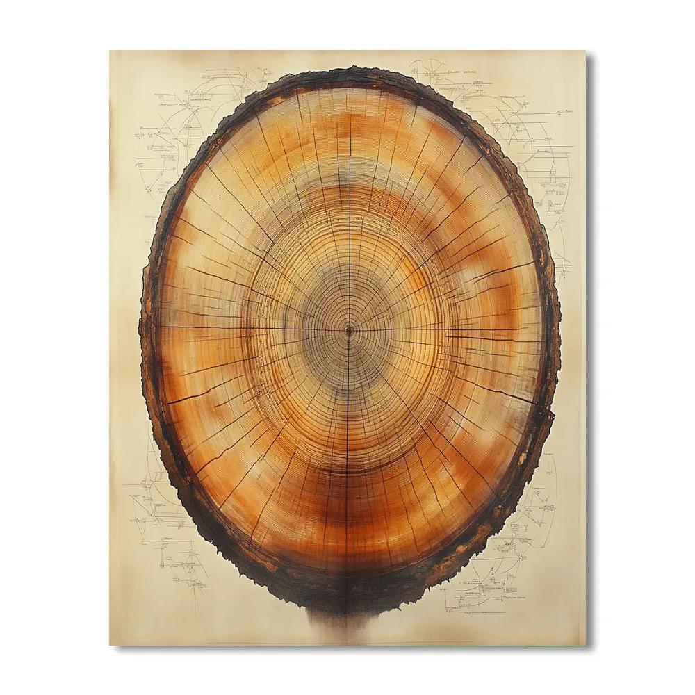 Leonardo Da Vinci Inspired Celestial Tree Rings Number painting