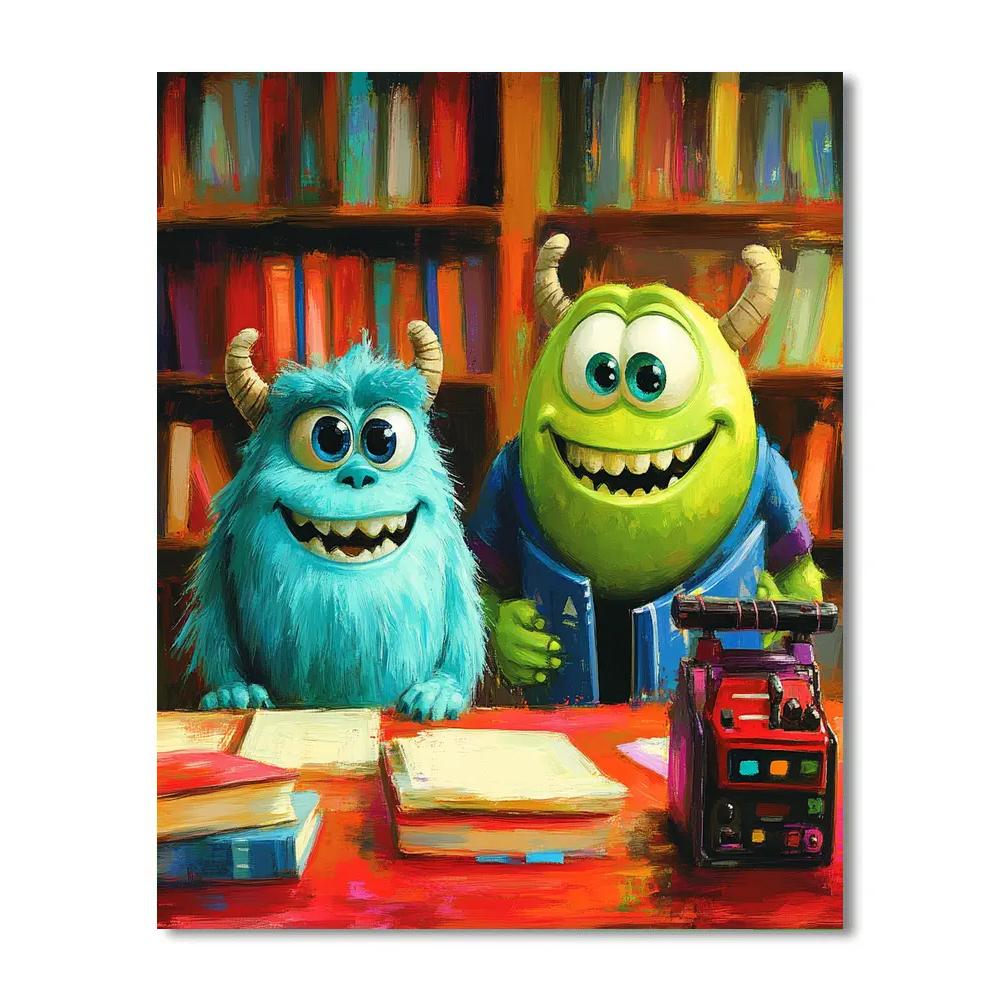 Mike And Sulley’s Scare School Practice Disney Inspired DIY paint by numbers