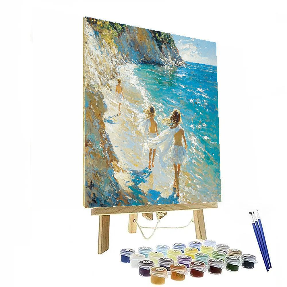 Sorolla Inspired Sunlit Children At Shore DIY paint by numbers