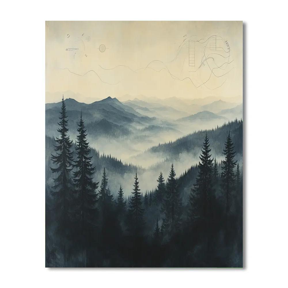 Leonardo Da Vinci Inspired Whispering Cloud Forests DIY paint by numbers